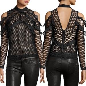 Self-Portrait Purl Knit Cold-Shoulder Top